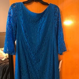 Blue lace mini dress